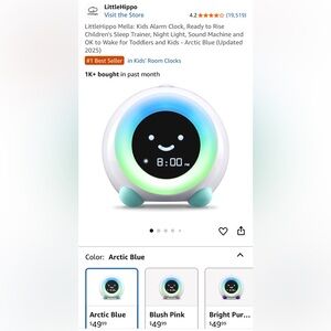 LittleHippo Mella Kids Alarm Clock in Arctic Blue